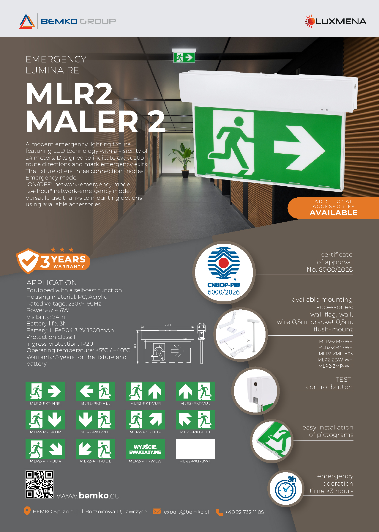 MLR2 MALER 2 – Modern LED Emergency Luminaire